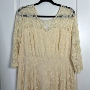 Jasambac Pale Yellow NWT Lace Dress 2X